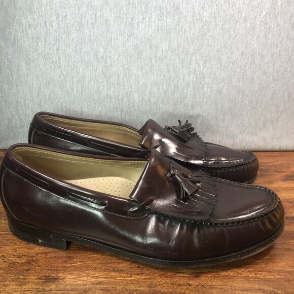 SAS Mens Size 13 M Burgundy Kiltie Tassel Leather Loafer Slip On Dress Shoes - Picture 1 of 10